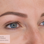 Healed eyebrow tattoo results close-up