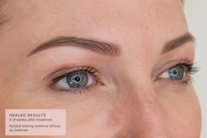 Healed eyebrow tattoo results close-up